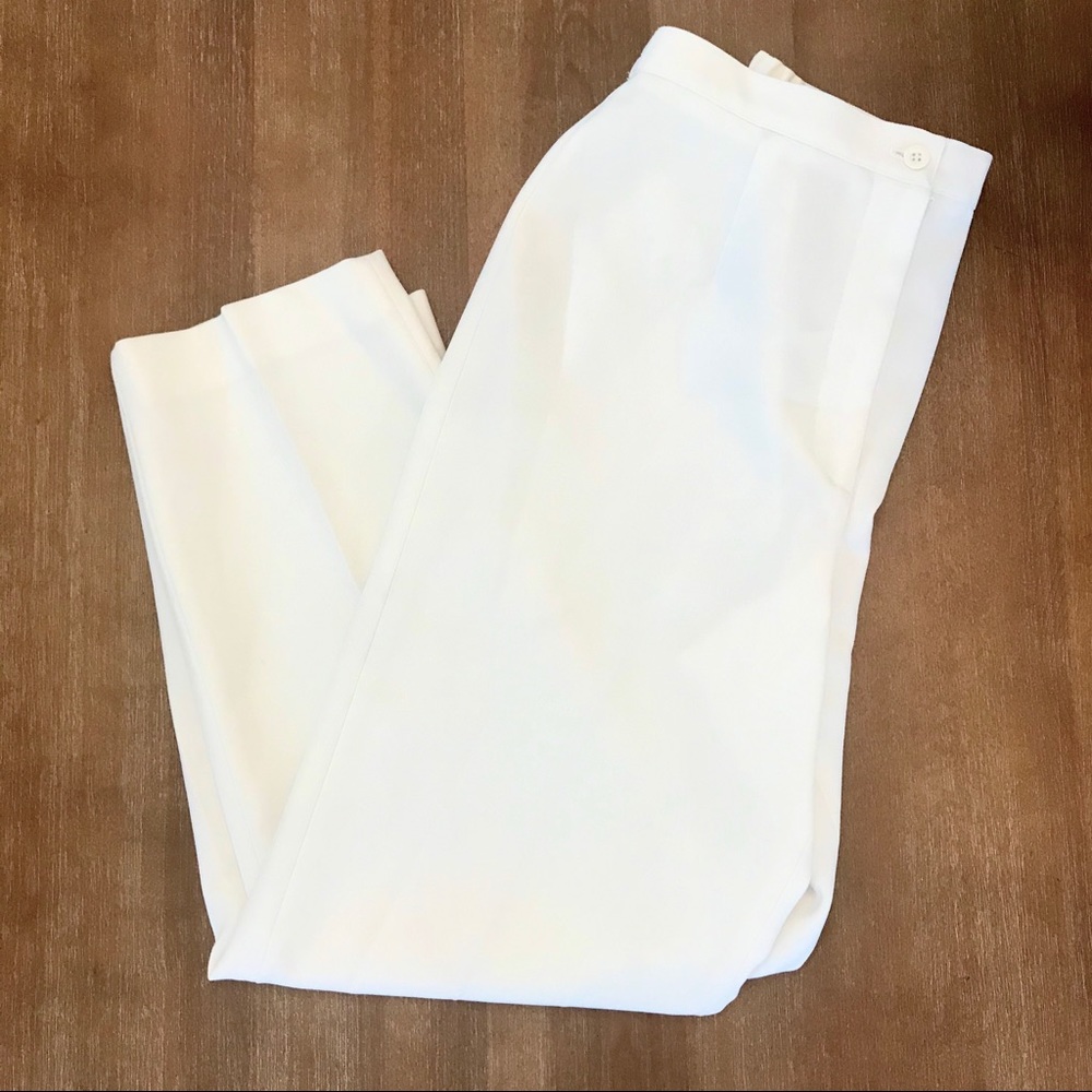 Vintage style White High-Waisted Tapered Pants